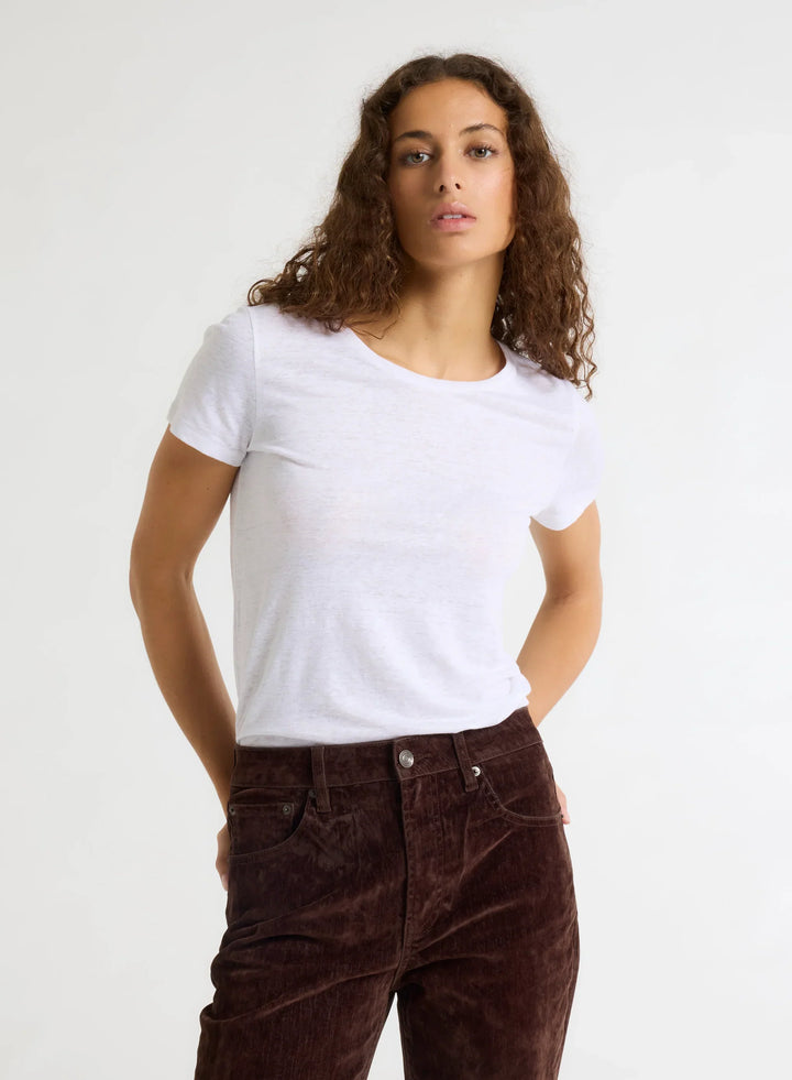 Stretch Linen Short Sleeve Crewneck T-Shirt