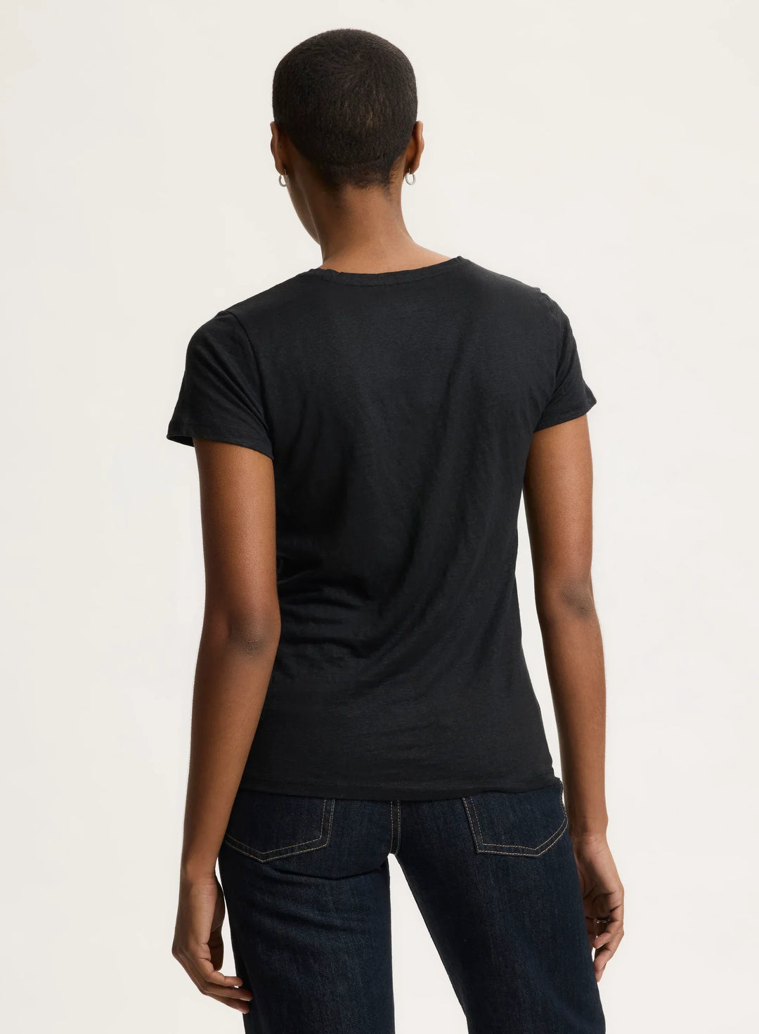 Stretch Linen Short Sleeve Crewneck T-Shirt