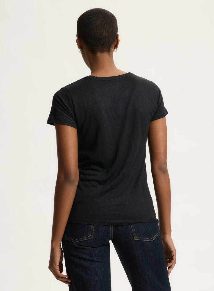 Stretch Linen Short Sleeve Crewneck T-Shirt