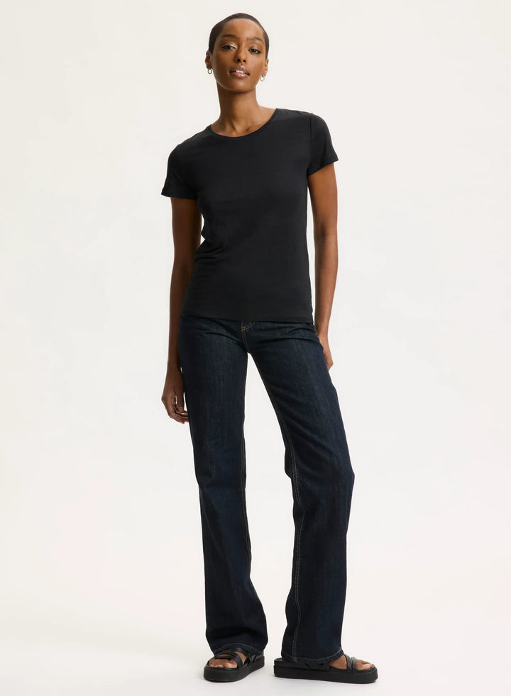 Stretch Linen Short Sleeve Crewneck T-Shirt