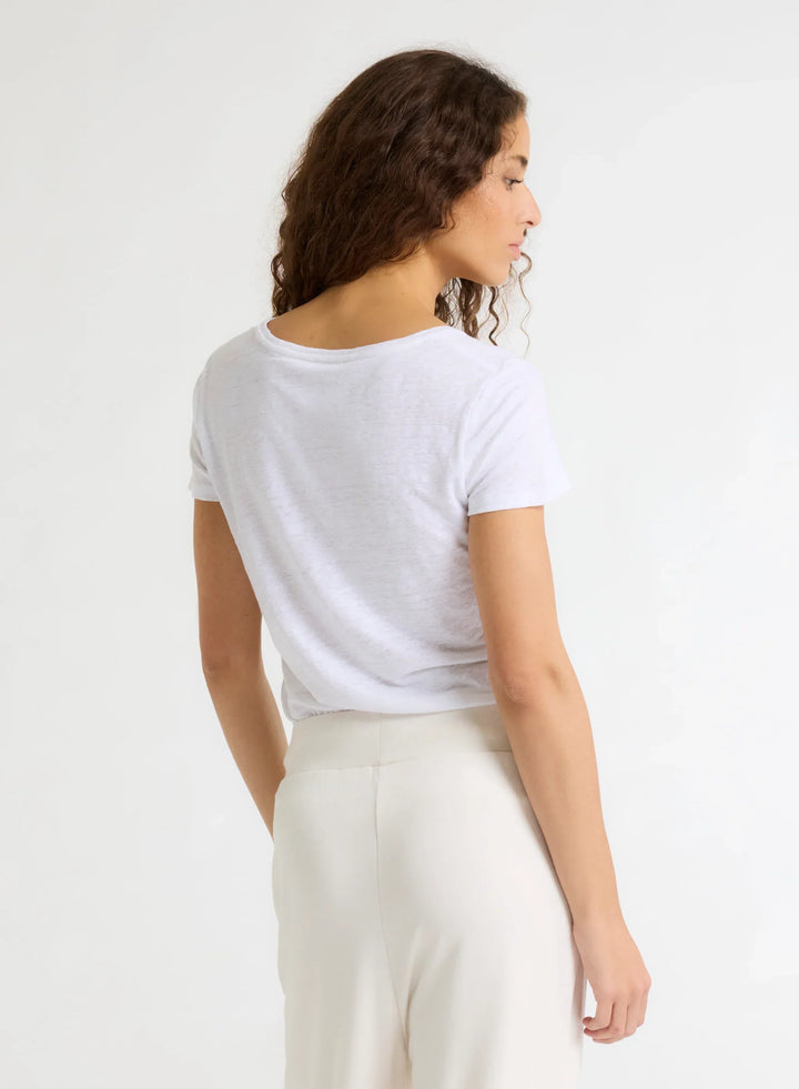 Stretch Linen Short Sleeve V-Neck T-Shirt