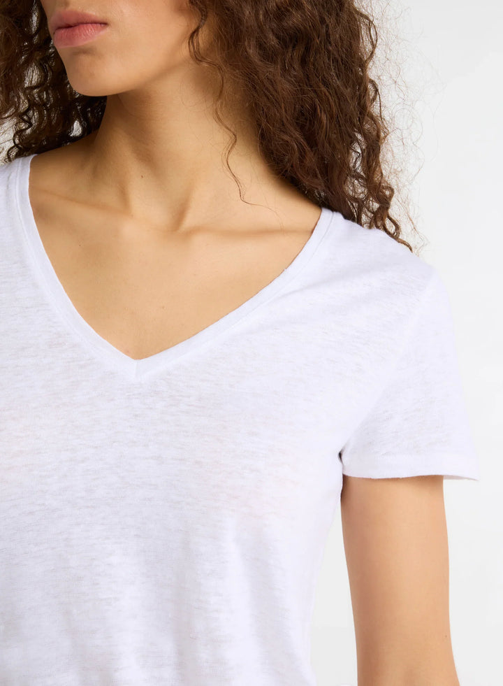 Stretch Linen Short Sleeve V-Neck T-Shirt