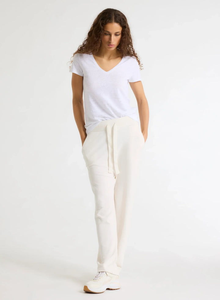 Stretch Linen Short Sleeve V-Neck T-Shirt