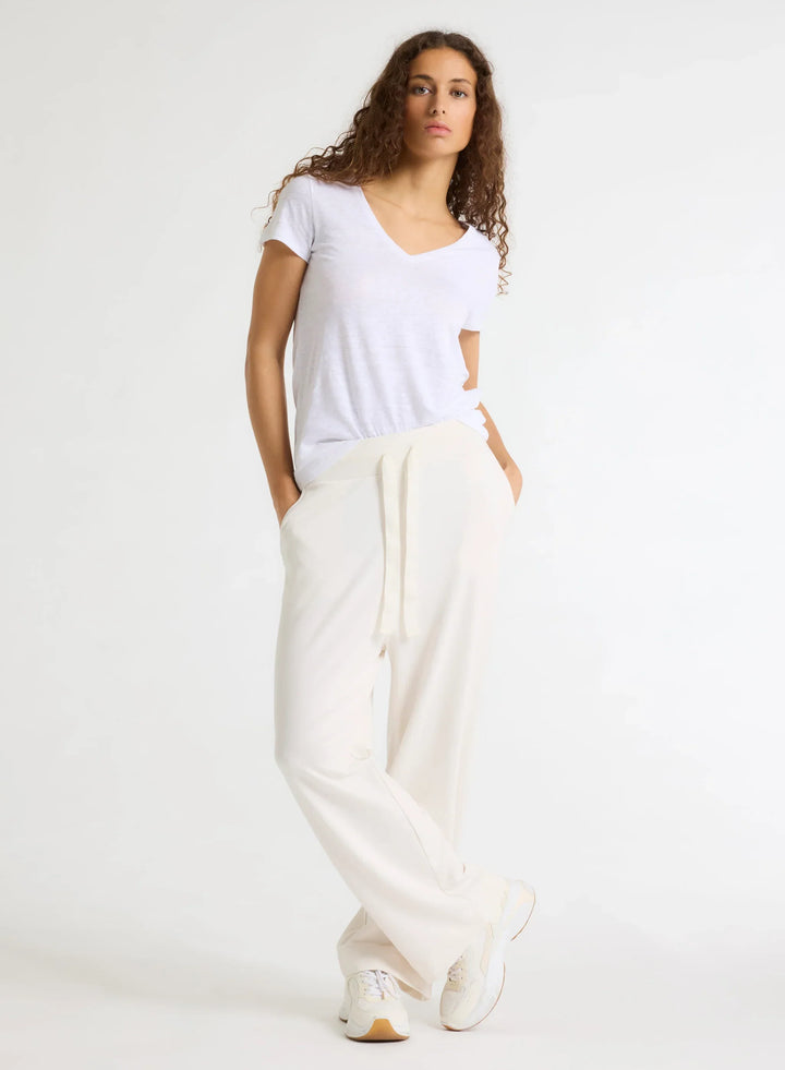 Stretch Linen Short Sleeve V-Neck T-Shirt