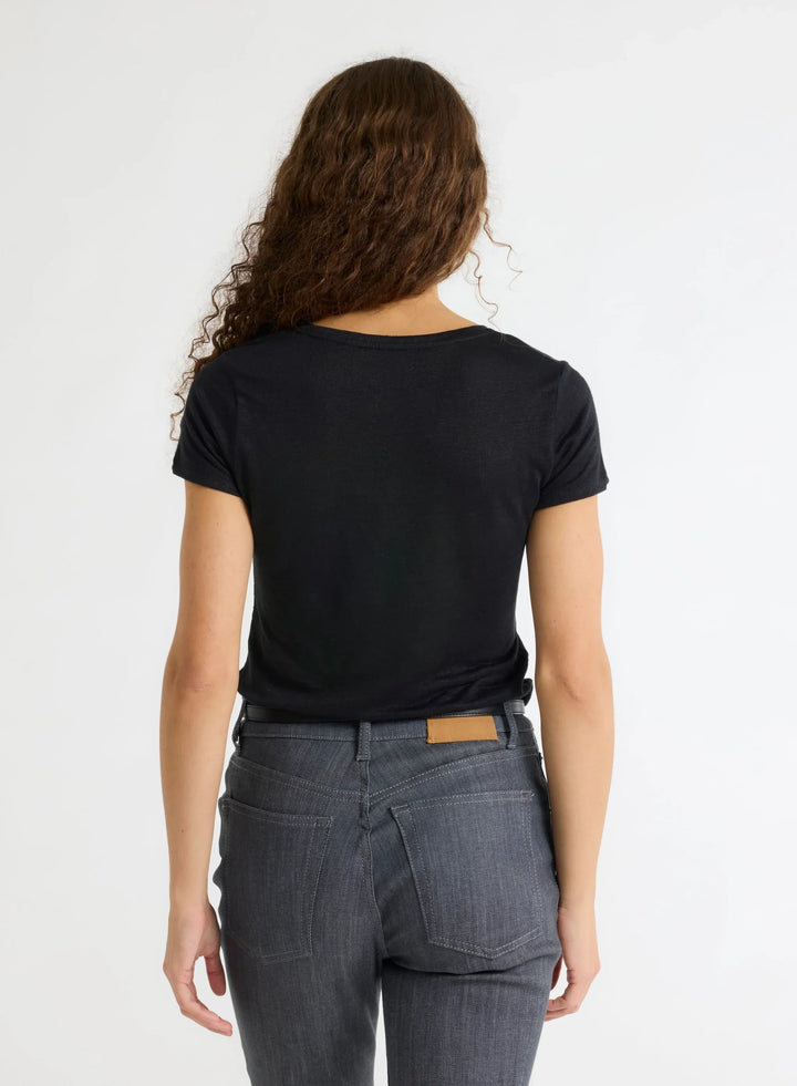 Stretch Linen Short Sleeve V-Neck T-Shirt