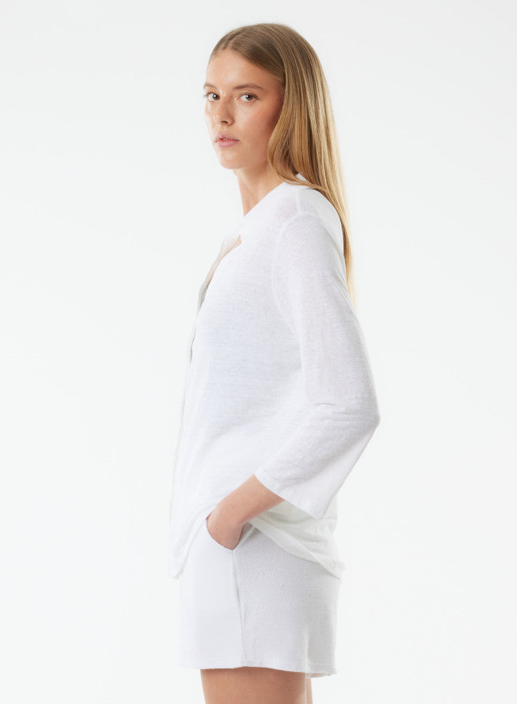 Stretch Linen 3/4 Sleeve Shirt - SHIRT - Majestic Filatures North America