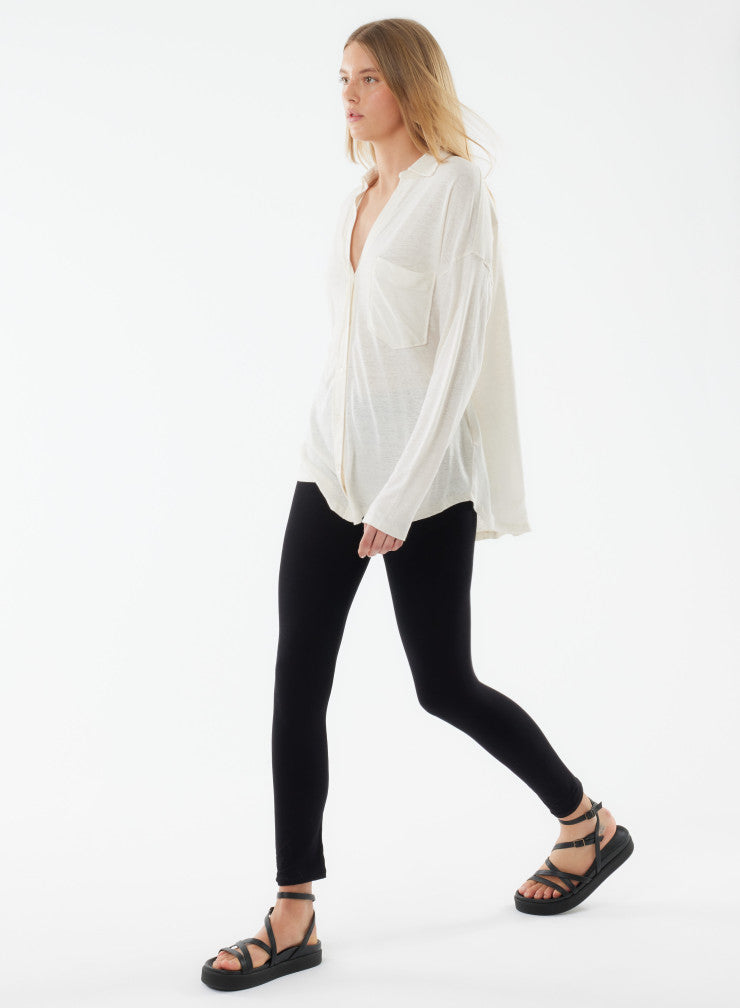 Stretch Linen Relaxed Boyfriend Shirt