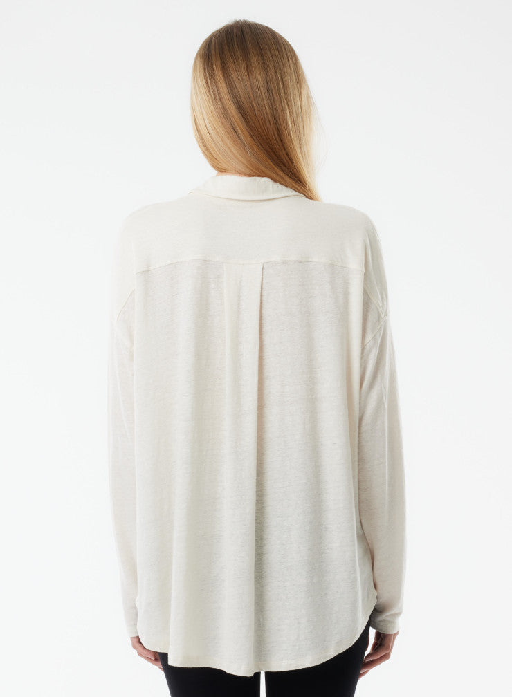 Stretch Linen Relaxed Boyfriend Shirt