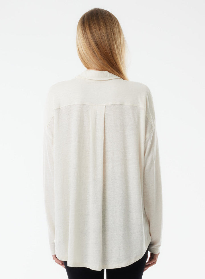 Stretch Linen Relaxed Boyfriend Shirt