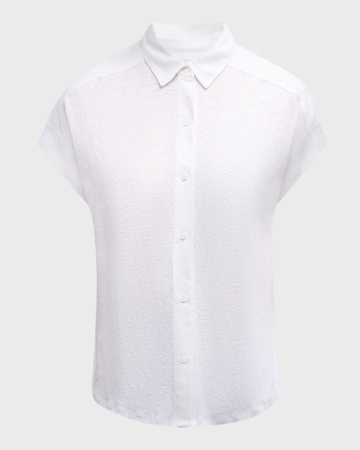 Stretch Linen Short Sleeve Shirt With Rolled Cuff