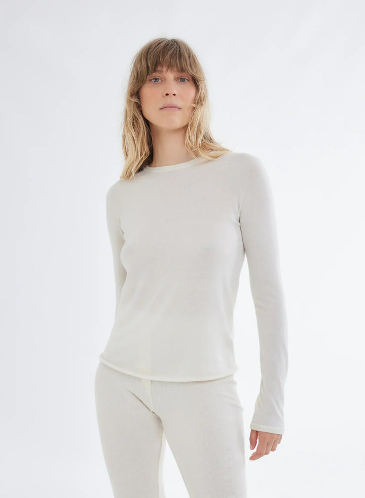 100% Machine Washable Cashmere Long Sleeve Crewneck T-Shirt