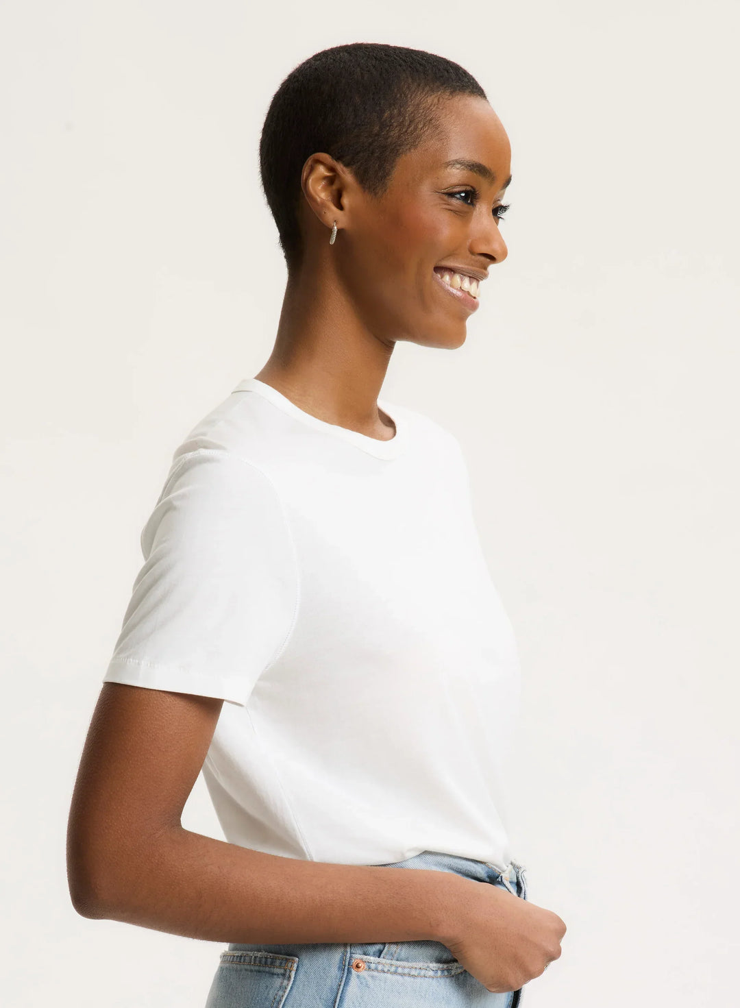 Lyocell Cotton Short Sleeve Semi Relaxed Crewneck T-Shirt