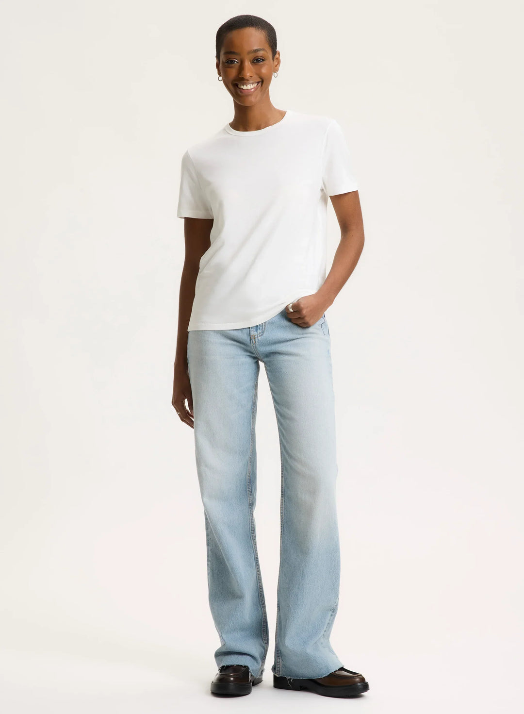 Lyocell Cotton Short Sleeve Semi Relaxed Crewneck T-Shirt