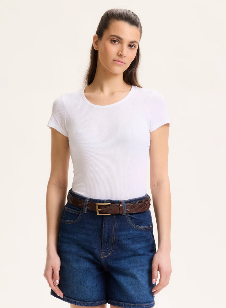 Lyocell Cotton Baby Rib Short Sleeve Crewneck T-Shirt