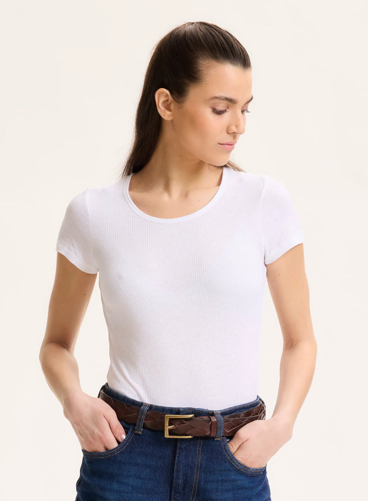 Lyocell Cotton Baby Rib Short Sleeve Crewneck T-Shirt