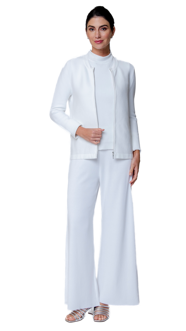 Meg Ripple-Knit Jacket ; White