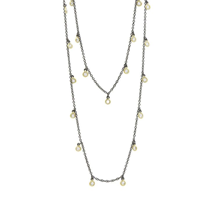 GoldBlack Bezel Droplet Strand Necklace Signature NECKLACE