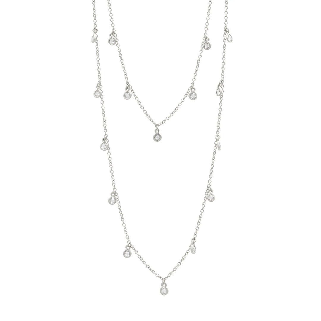 Silver Bezel Droplet Strand Necklace Signature NECKLACE