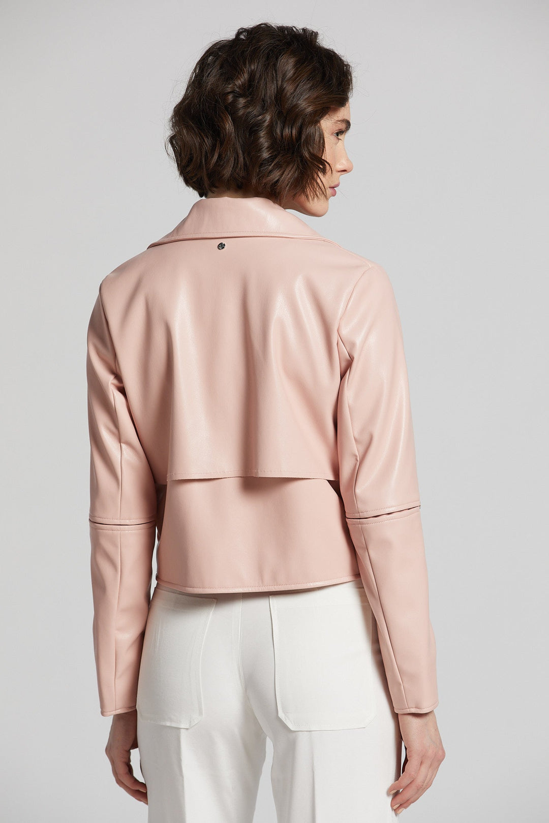 Ninon Short Vegan Leather Open Front Jacket