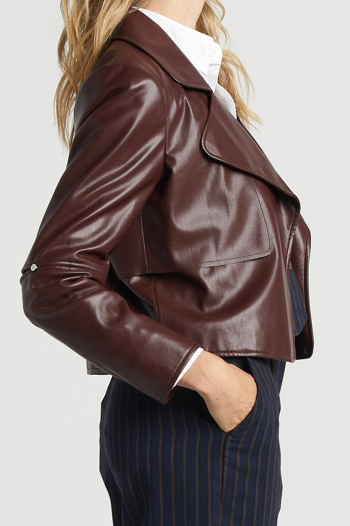 Ninon Short Vegan Leather Open Front Jacket