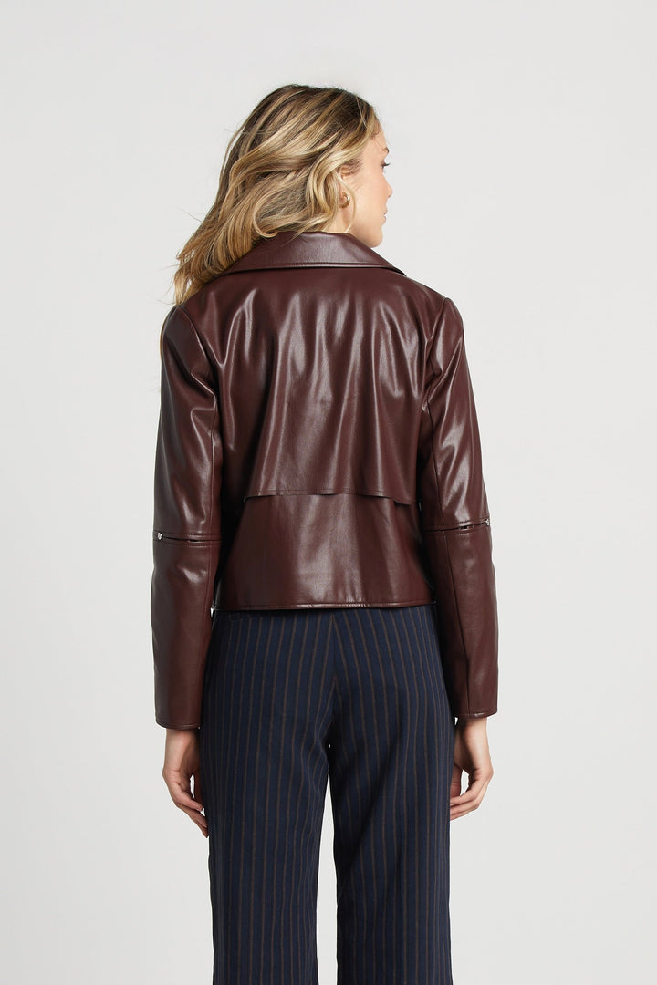 Ninon Short Vegan Leather Open Front Jacket