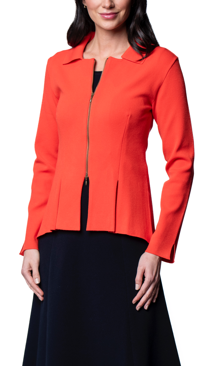 Nikkie Flat-Knit Zip Jacket ; Bright Orange