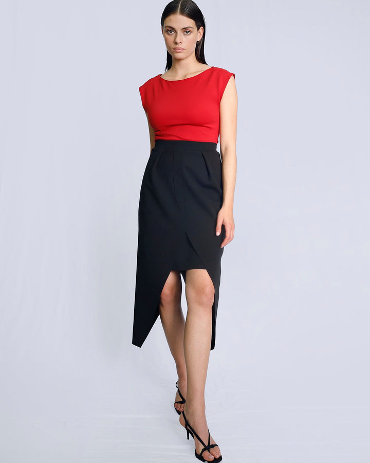 Maison Marie Saint Pierre | Skirt | KAHINA | Black | Top | KAMAL | Red