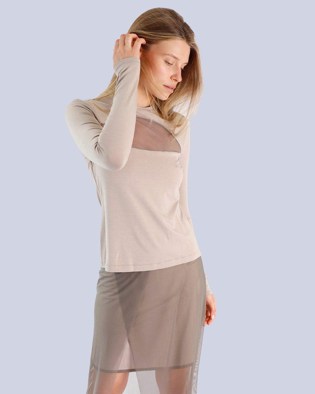 Maison Marie Saint Pierre | Skirt | KARINA | Almond | Smoke | Top | KANDYCE | Almond |  Smoke