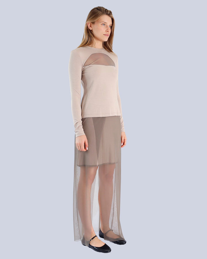 Maison Marie Saint Pierre | Skirt | KARINA | Almond | Smoke | Top | KANDYCE | Almond |  Smoke