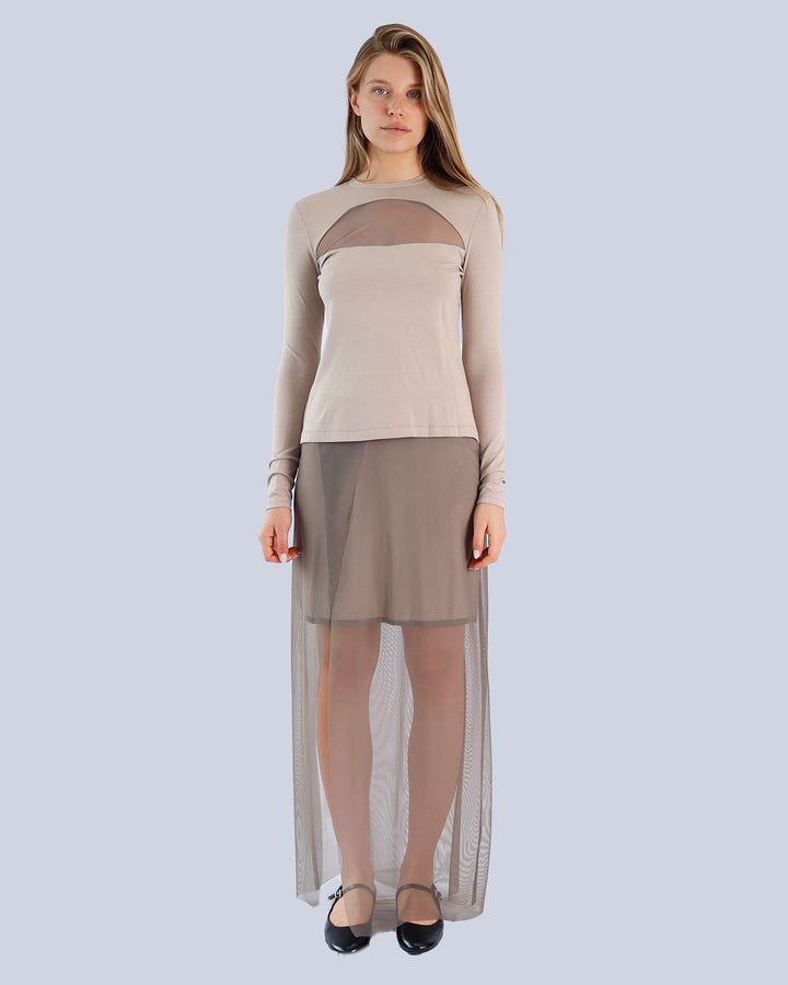 Maison Marie Saint Pierre | Skirt | KARINA | Almond | Smoke | Top | KANDYCE | Almond |  Smoke