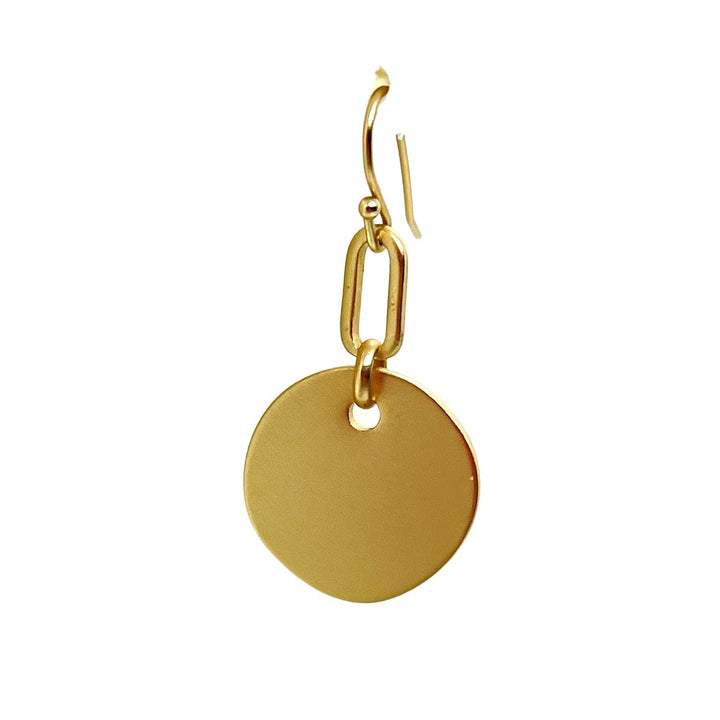 Matte Gold Paperclip Disc Earrings