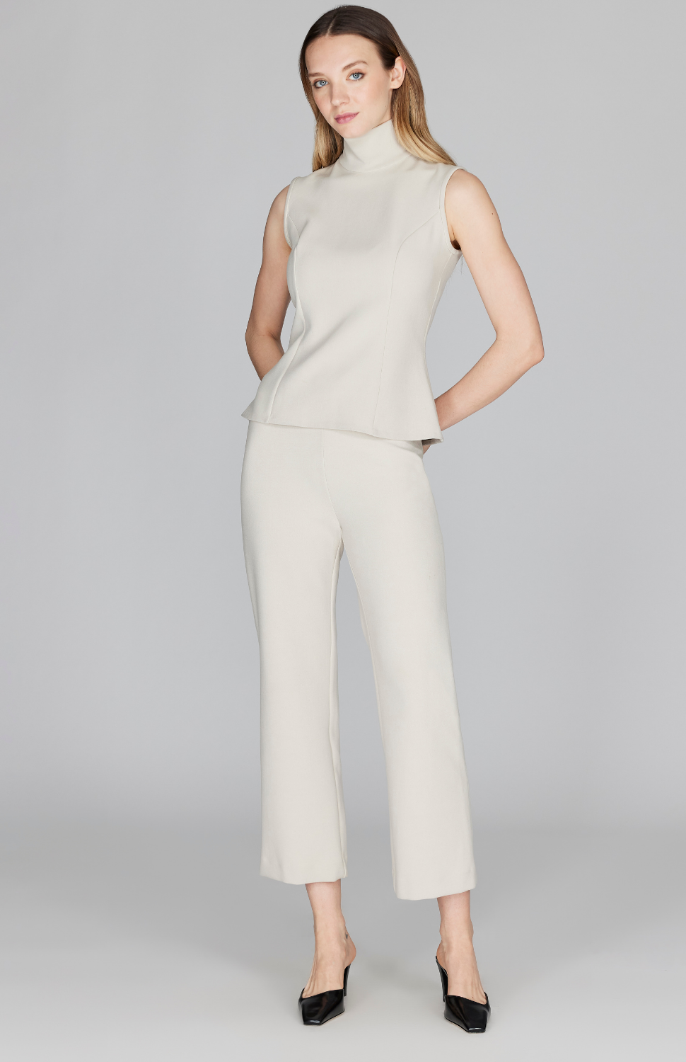 Double Face Straight Leg Pant w/ Back Zip