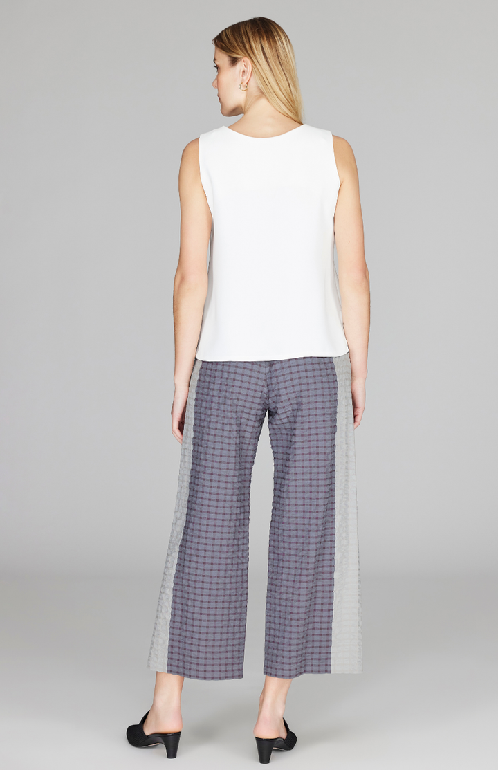 Crinkle Shirting Straight Pants w/ Contrast Panel