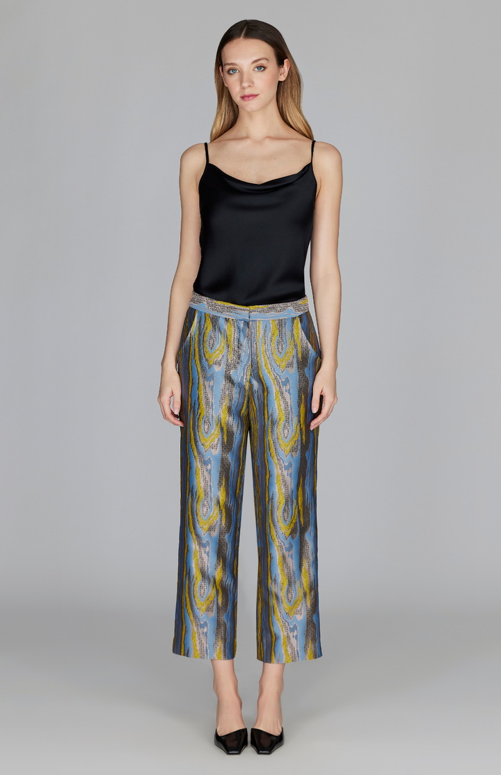 Moire Jacquard Straight Leg Pant