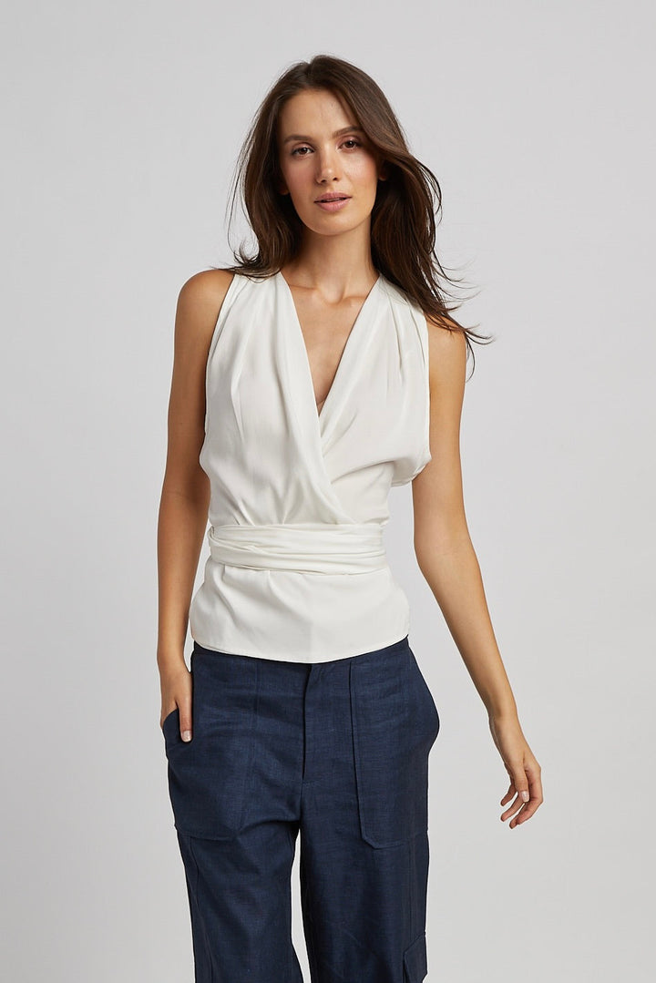 Remi Sleeveless Wrap Top w/ Sash