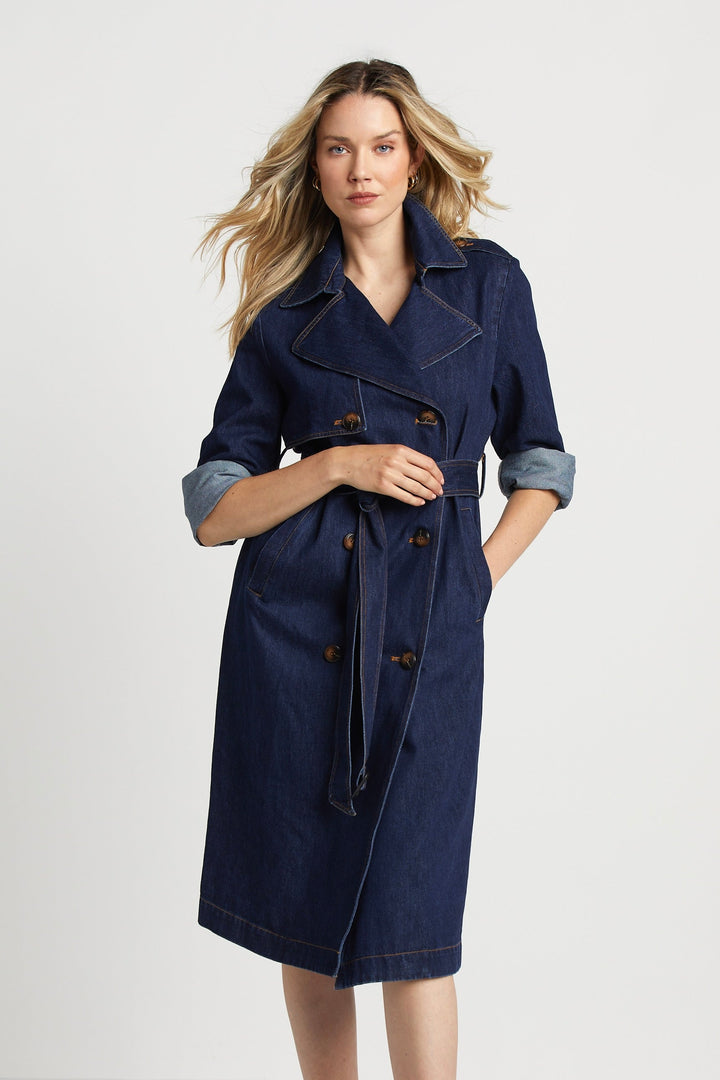 Rowan Dark Denim Trench Coat