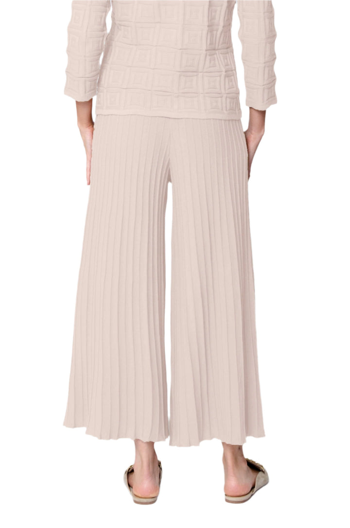 Giuliana Plisse-Look Cropped Wide Leg Pants, Rose Petal