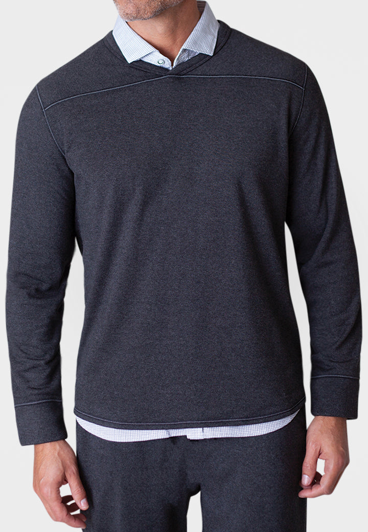 Rugvee Pullover Sweatshirt-Sweatshirts, charcoal grey-Buki-front