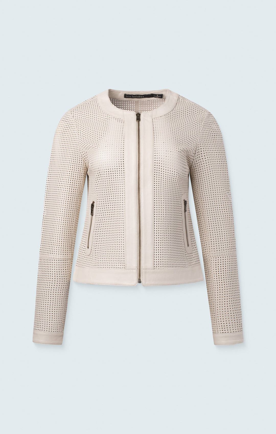 Perforated leather moto jacket