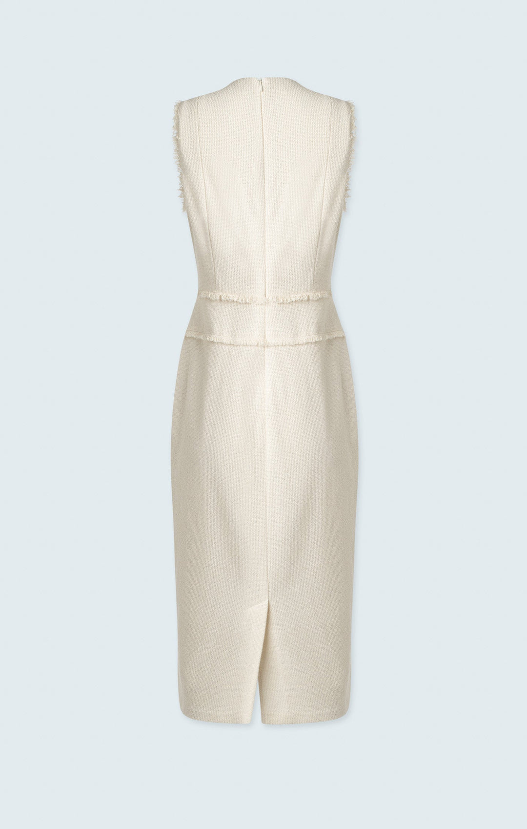 Sleeveless dress with raw edge detail