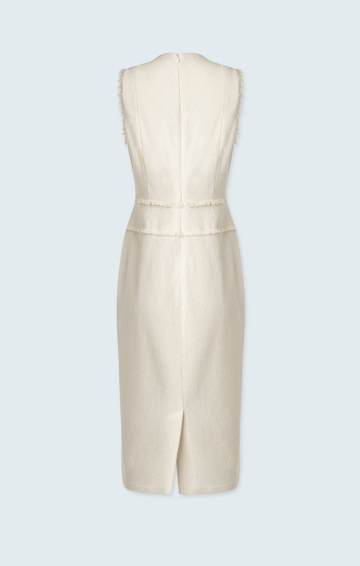 Sleeveless dress with raw edge detail