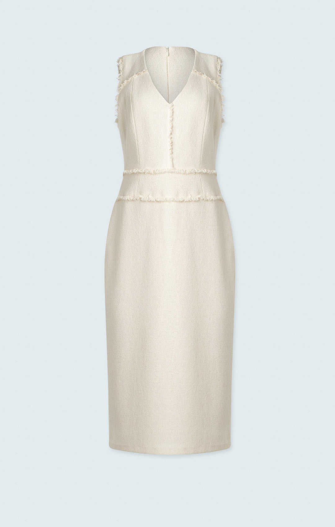 Sleeveless dress with raw edge detail