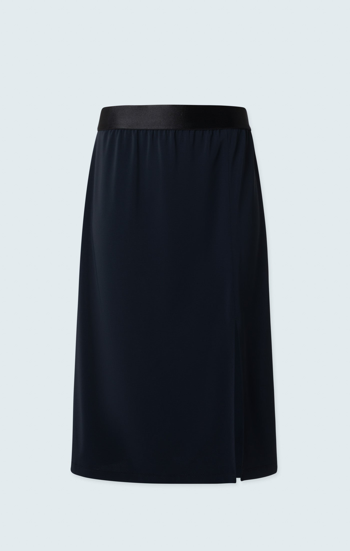 Elastic waist skirt with front slit