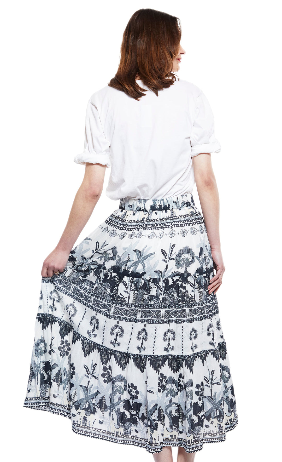 Woodstock Skirt with Grey Ikat Print XS / 3000-M606