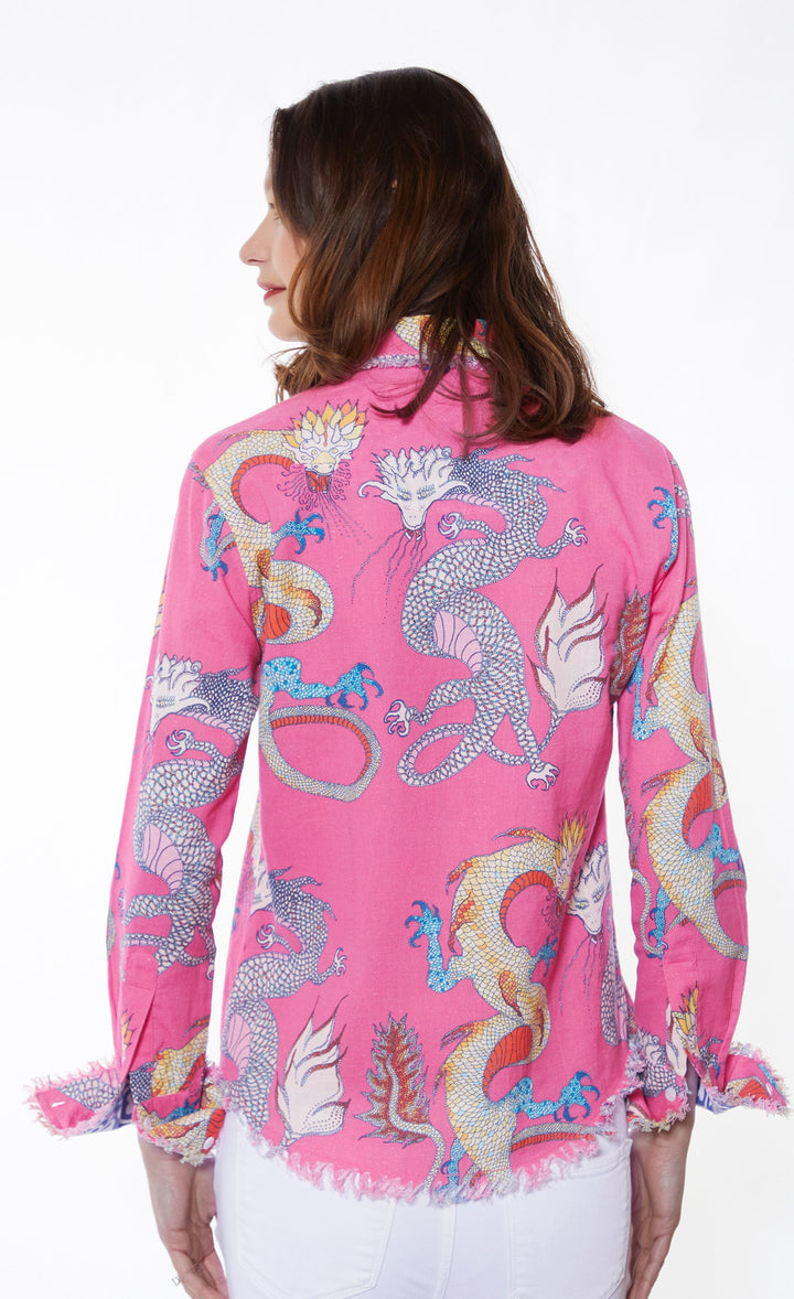 Cape Cod Tunic in Pink with Dragons XS / 4949-M617