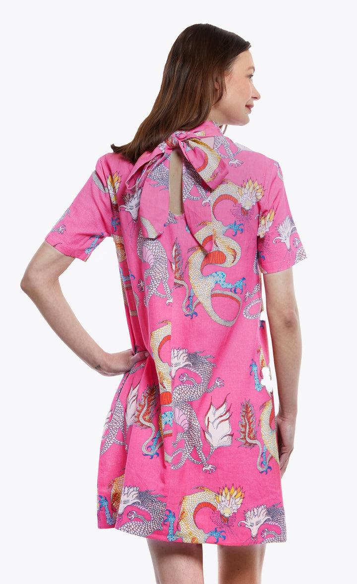 Savannah Dress with Pink Dragon Print XS / 6907-M617