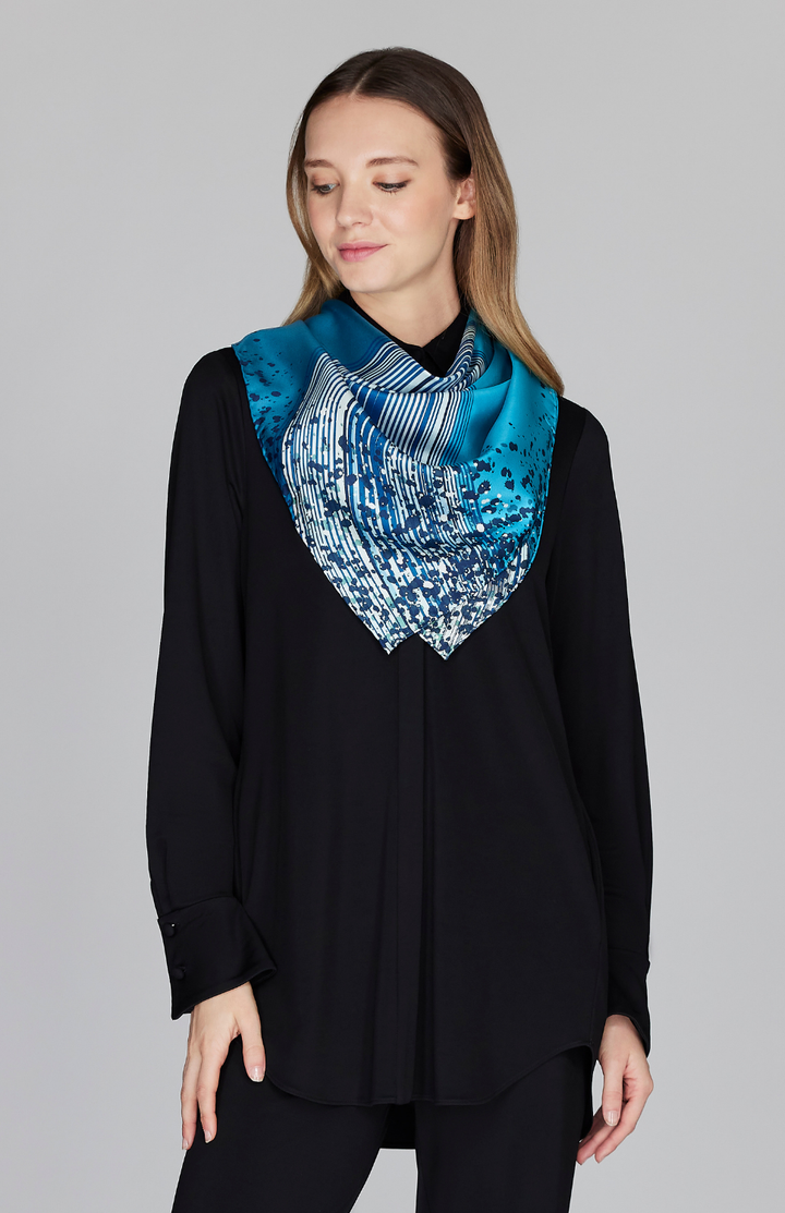 PREORDER Waterfall Print 36" Silk Twill Scarf w/ Hand Rolled Hem