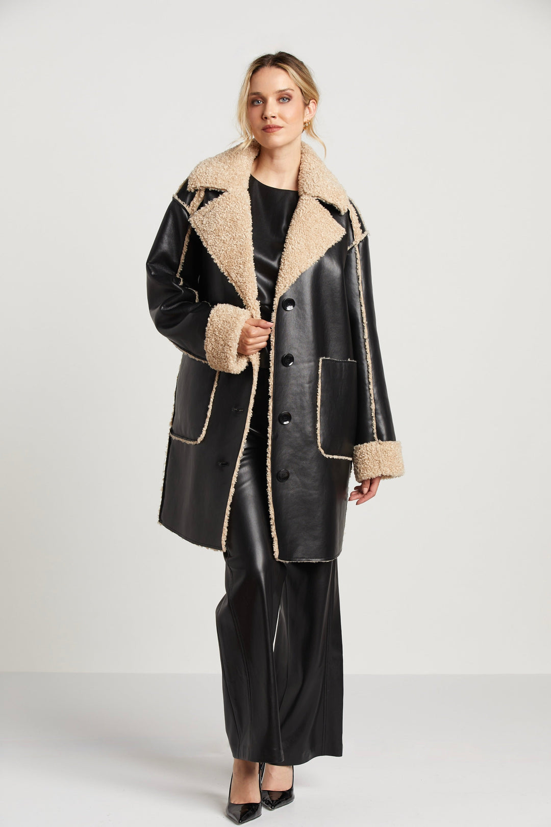 Sheridan Mid-Length Faux Shearling Coat