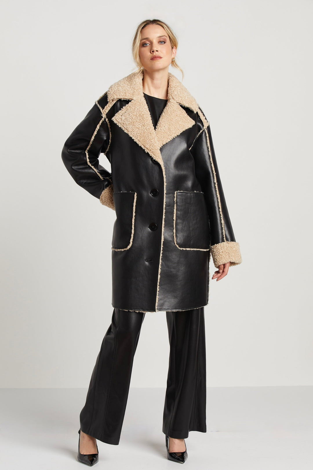 Sheridan Mid-Length Faux Shearling Coat