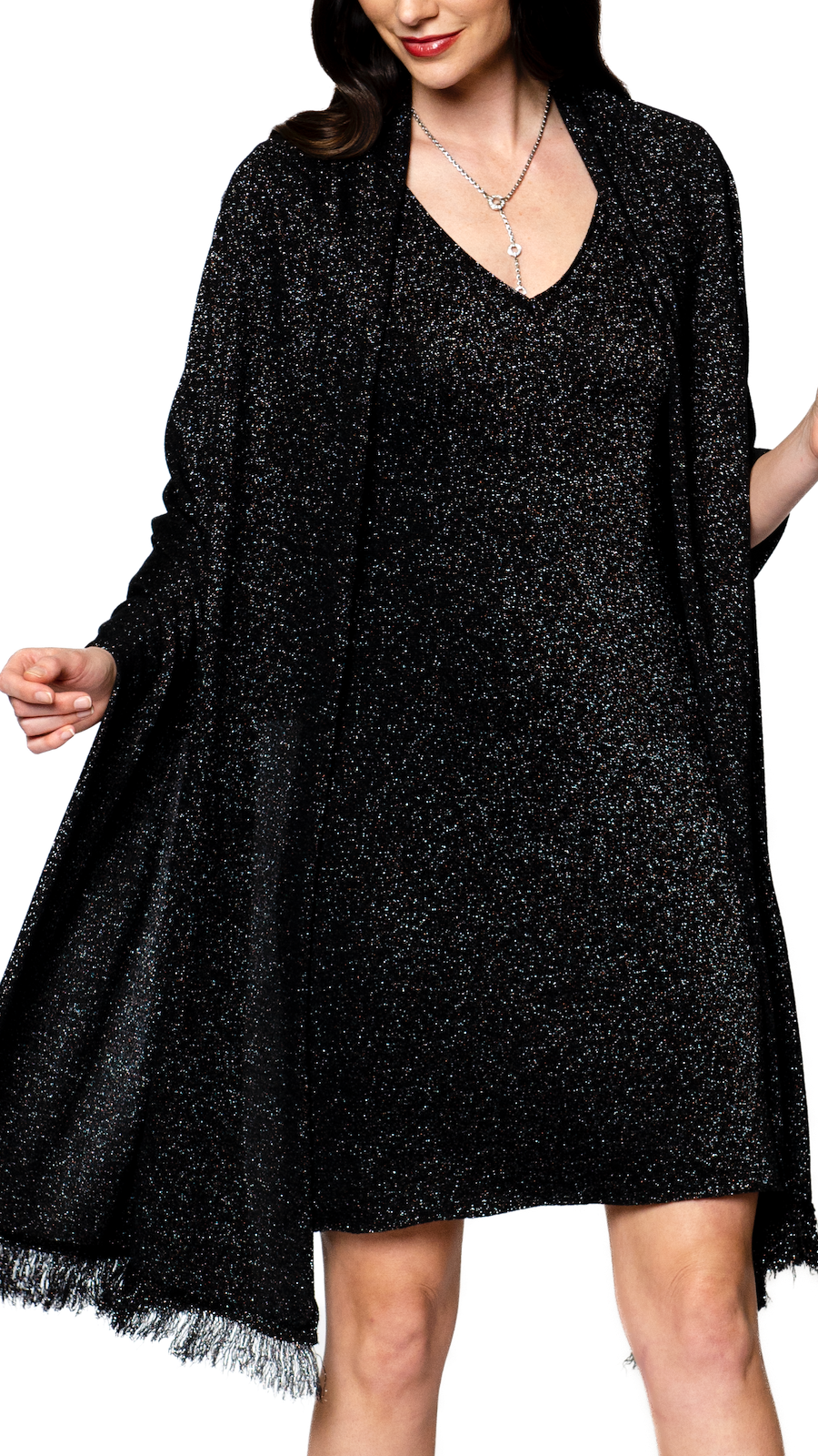 Shimmer Shawl ; Black Silver